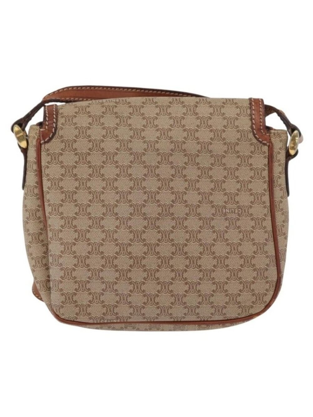 Authentic CELINE Macadam Canvas Shoulder Bag PVC Beige Gold - Picture 9 of 16
